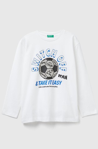 Bombažna majica z dolgimi rokavi in potiskom