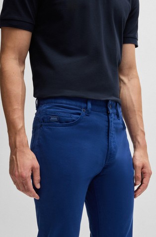 HUGO BOSS Delaware trousers in stretch-cotton gabardine Blue 3