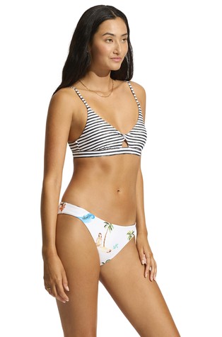 SEAFOLLY Isla Palm Reversible Hipster Bikini Bottom White / Multi 2