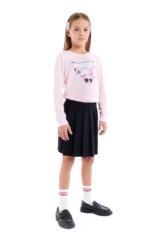 Pleated viscose blend skirt