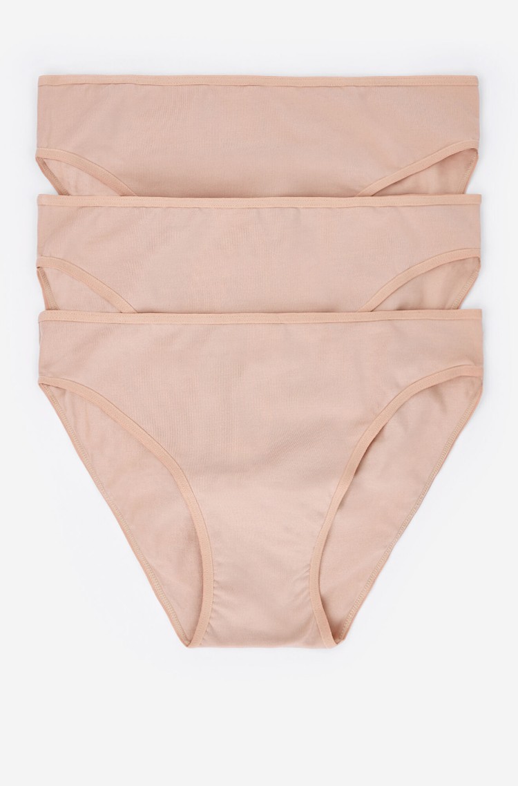 WOMEN'SECRET Paket 3 klasičnih spodnjih hlačk iz mikrofibre Bež - Beige 