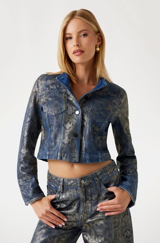 Denim jakna z živalskim vzorcem