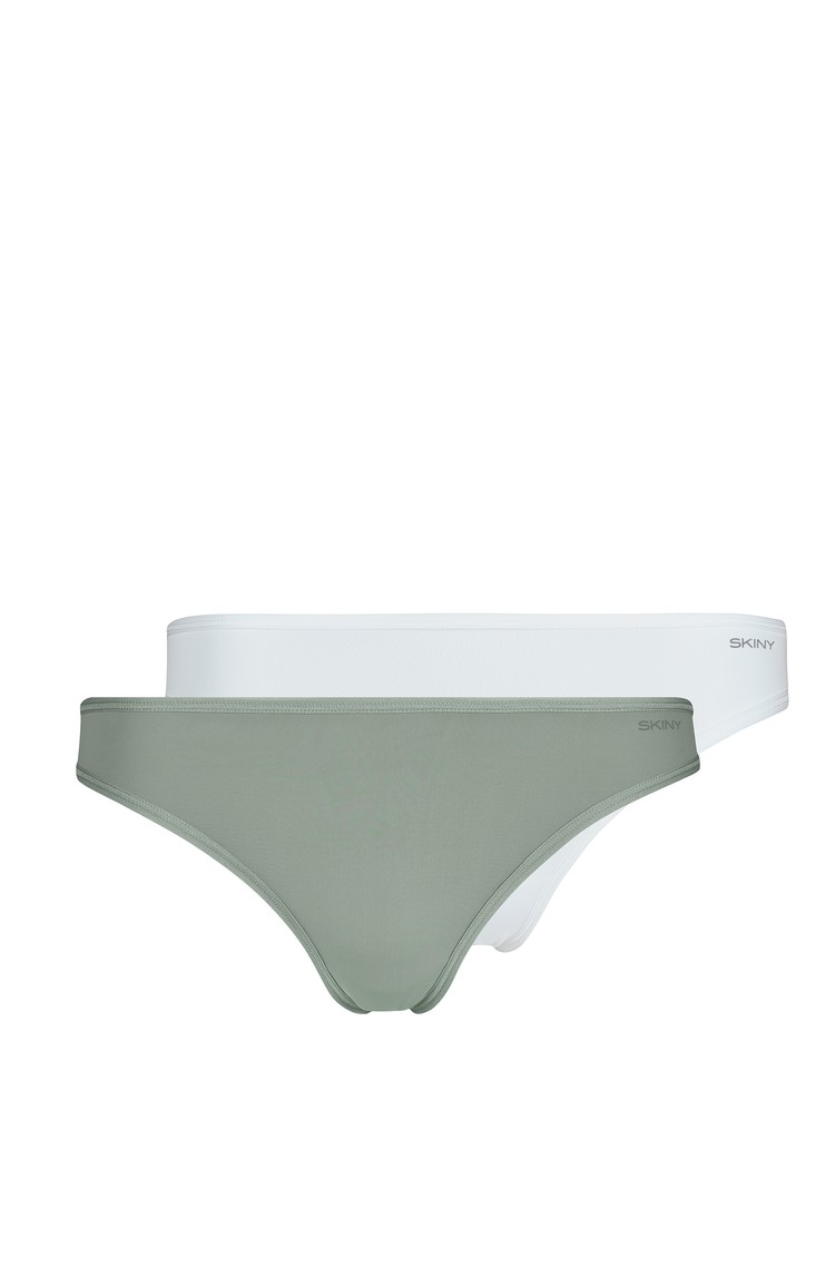 SKINY Every day in micro advantage 2 pack thong Green/White 