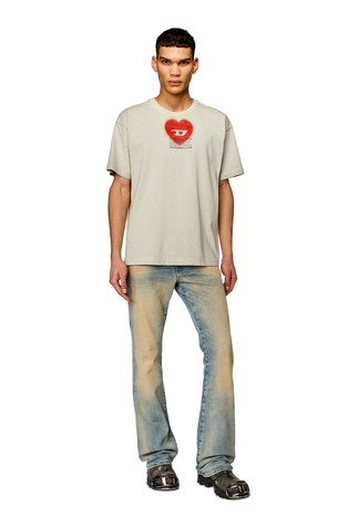 DIESEL Unisex majica s kratkimi rokavi in s potiskom srca Bež - Beige 3