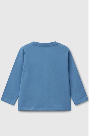 BENETTON Majica z dolgimi rokavi in potiskom zadaj Modra - Blue 2