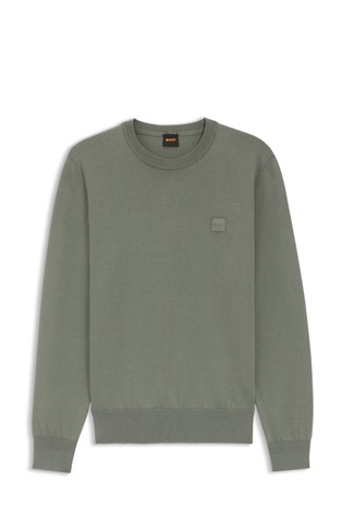 Pleten pulover iz mešanice bombaža in kašmirja z logo našitkom