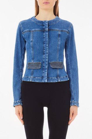 Denim jacket with rhinestones