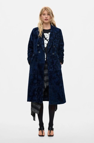 Straight jacquard double-breasted coat