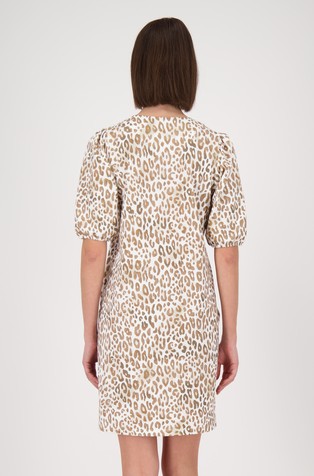 MONARI Kratka obleka z leopardjim vzorcem Bež - Camel / White 3