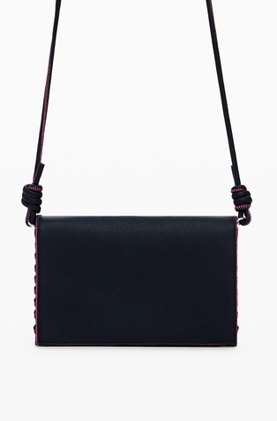 DESIGUAL Medium smooth convertible wallet with contrast stitching Black 2