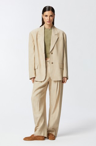 PINKO Wide viscose-blend trousers with pleats Beige 3
