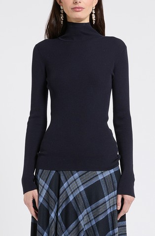 Ribbed sweater with high neck