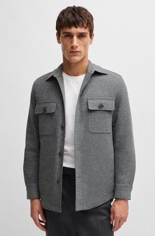 Relaxed fit srajčna jakna iz flanelaste volnene mešanice