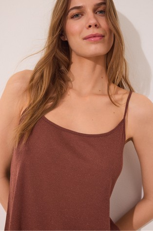 WOMEN'SECRET Ribbed strappy top with lurex Brown 6