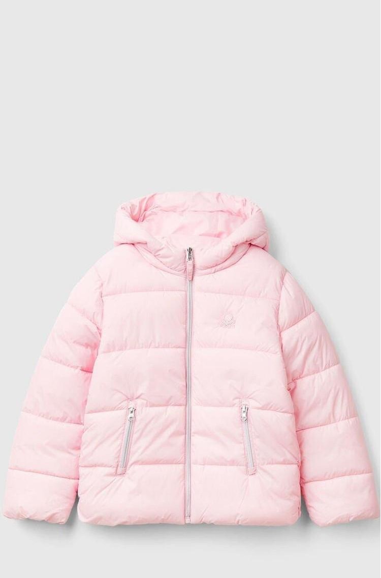 BENETTON "Rain Defender" nylon jacket with hood Soft Pink 