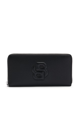 Faux-leather ziparound wallet with Double B monogram