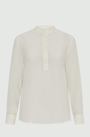 Monochrome svilena bluza z mandarin ovratnikom