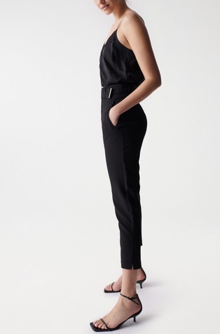 SALSA JEANS Cropped slim fit hlače z visokim pasom Črna - Black 6
