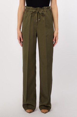 Ravne liocelne hlače z zatezno vrvico