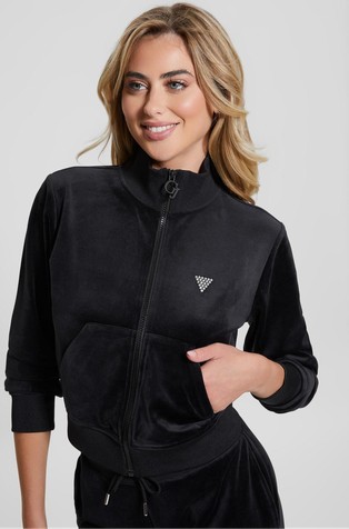 GUESS Jopa s povišanim ovratnikom iz velurja Črna - Black 4