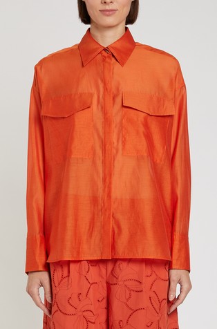 Straight fit cotton and silk shirt