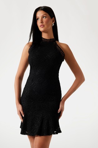 Mini čipkasta obleka brez rokavov