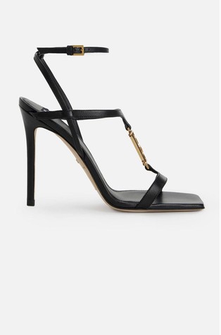 Leather sandal with logo detail