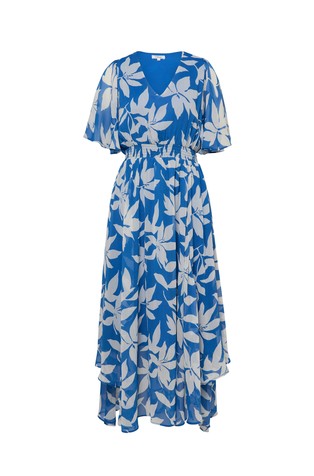 Patterned maxi dress with smocked waist