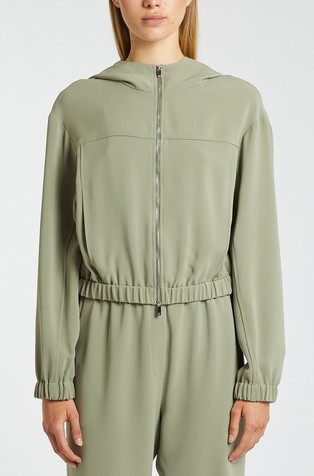 Monochrome short hooded jacket