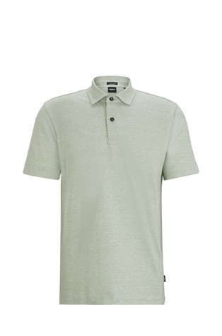 Regular-fit polo shirt in cotton and linen