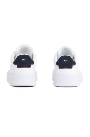 TOMMY HILFIGER Logo Court Trainers in Leather White 3