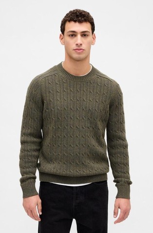 Moški pleten pulover iz mešanice z merino volno