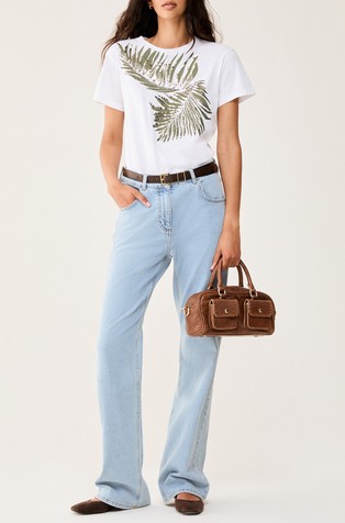 Slim fit jeans hlače z zvončastimi hlačnicami