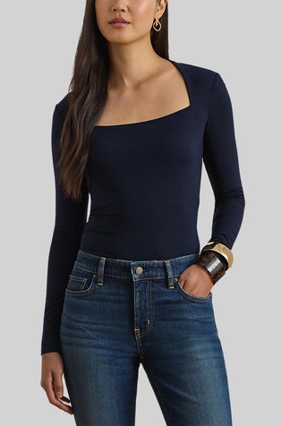 Majica z dolgimi rokavi iz raztegljivega jerseya