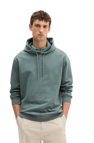 Bombažen pulover z logo potiskom na kapuci