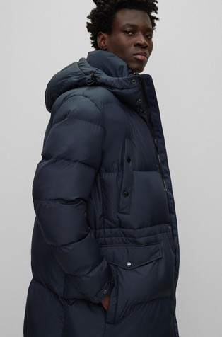 HUGO BOSS Vodoodbojna prešita bunda s kapuco Modra - Blue 3