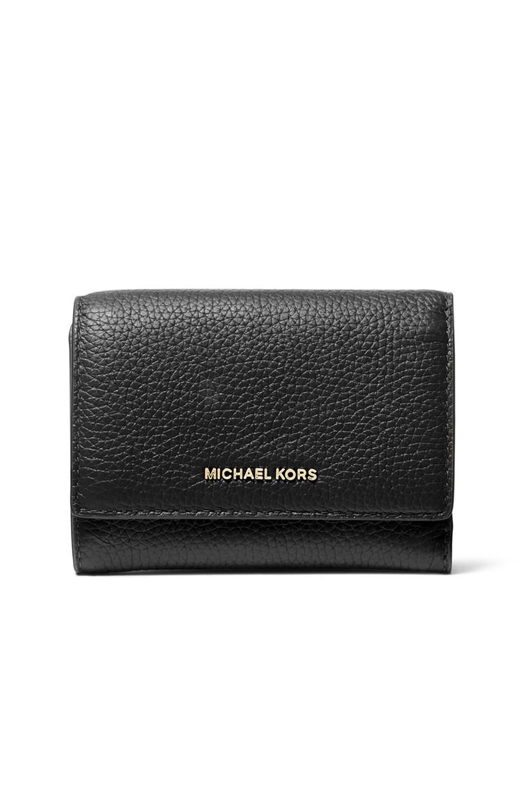 MICHAEL KORS Bryant Medium Pebbled Leather Wallet Black 