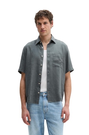 Regular fit lanena srajca s kratkimi rokavi