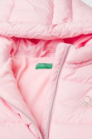 BENETTON "Rain Defender" nylon jacket with hood Soft Pink 3