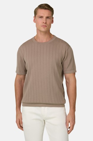 Pletena majica s kratkimi rokavi iz bombaža in svile