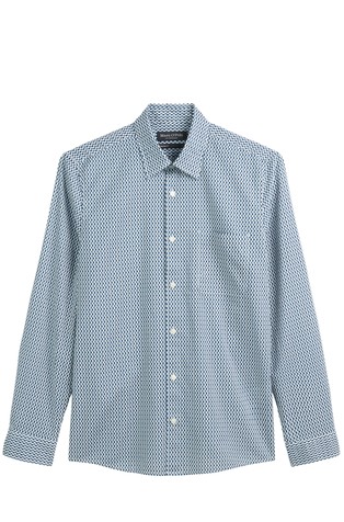 MARC O'POLO Shirt shaped with all-over print in organic cotton Multi / Iris Ink 4