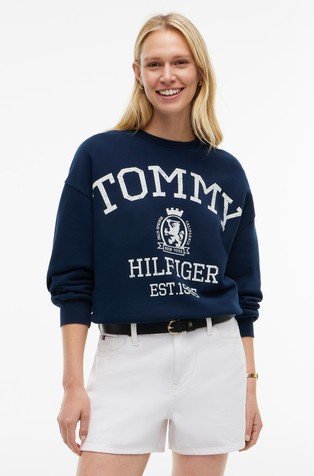 Logo Drawstring Hem Relaxed Sweatshirt