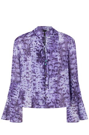 Bluza z vzorcem kačje kože in dekorativnimi gumbi