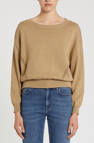 Cotton knit jumper with perforated details