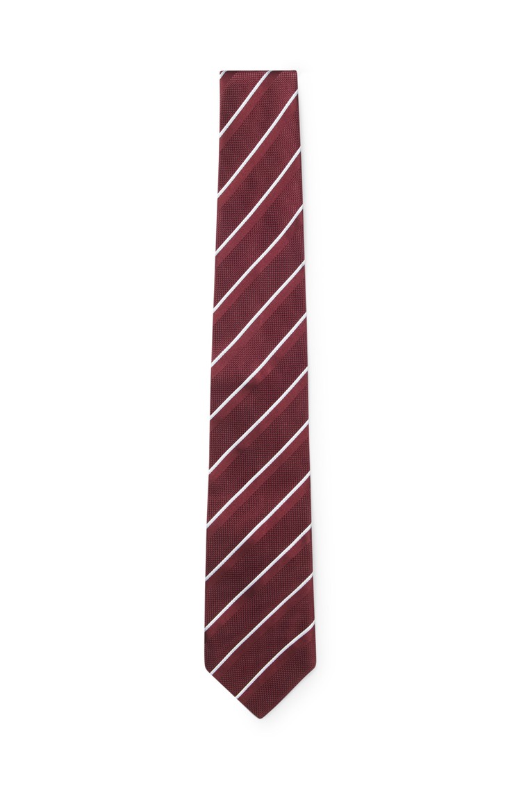 HUGO BOSS Silk tie with diagonal stripes Red 