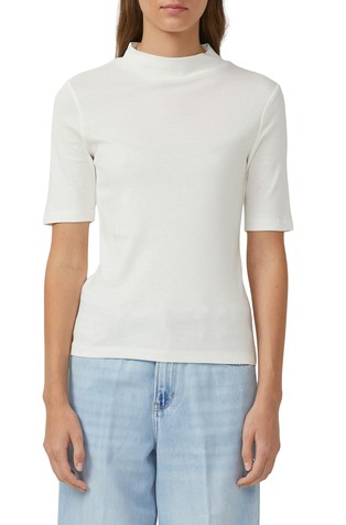 Slim fit bombažna majica s kratkimi rokavi