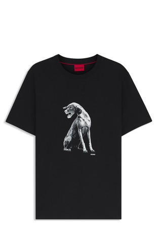 Cotton-jersey T-shirt with dog artwork