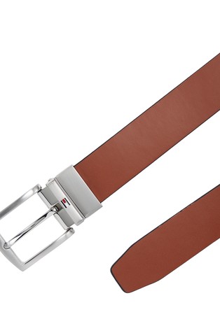 TOMMY HILFIGER Obojestranski usnjen pas Rjava - Brown 3