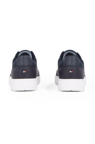 TOMMY HILFIGER Usnjene superge s kombinacijo tekstur Modra - Blue 3