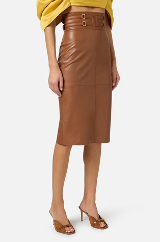 Usnjeno krilo z logo detajlom